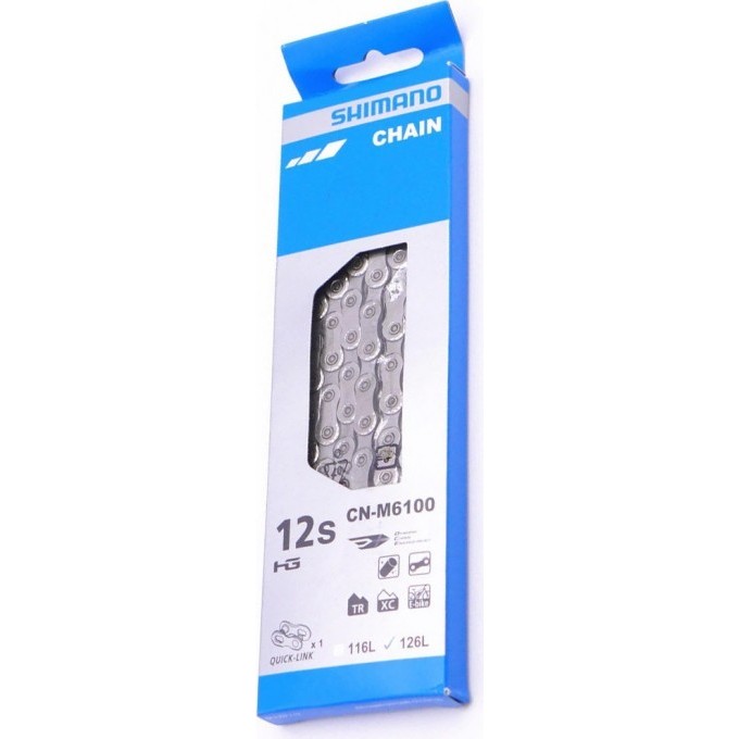 Цепь SHIMANO DEORE, M6100, 12 скоростей, 126 звеньев, с замком ICNM6100126Q